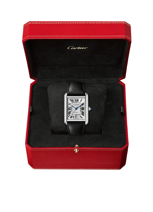 Cartier Tank Must extra-large horloge van staal en kalfsleer - Automatic CRWSTA0040 - voorkant 3 zilver