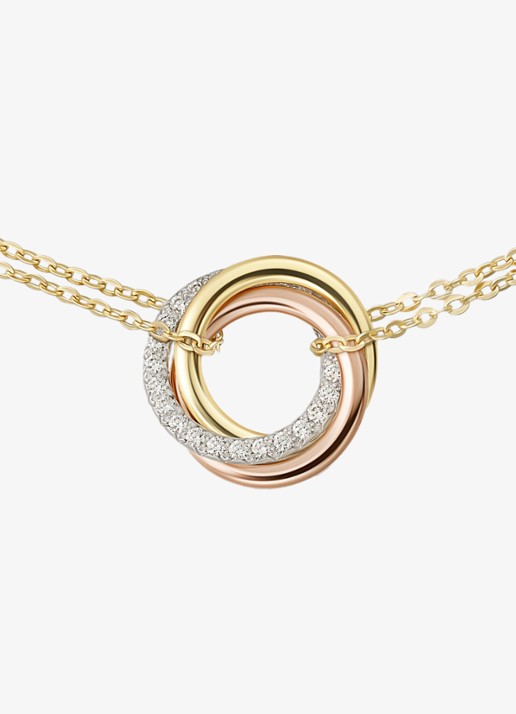 Cartier Trinity armband van 18 karaat rosé-, geel-, en witgoud met 25 diamanten CRB6069815 - detail multicolor