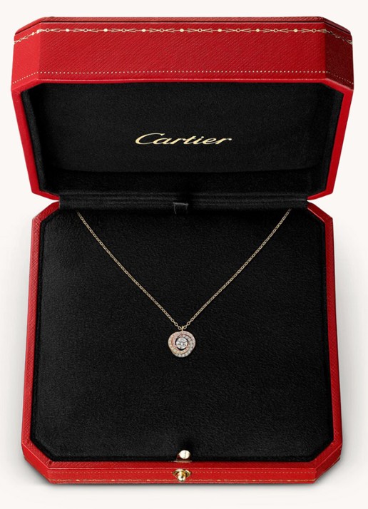 Cartier Trinity de Cartier ketting van 18 karaat rosé-, geel-, en witgoud met diamanten CRB7224844 - voorkant 2 goud
