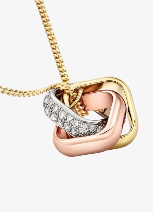 Cartier Trinity de Cartier ketting van 18 karaat rosé-, wit-, en geelgoud met 54 diamanten CRN7424481 - detail 5 multicolor
