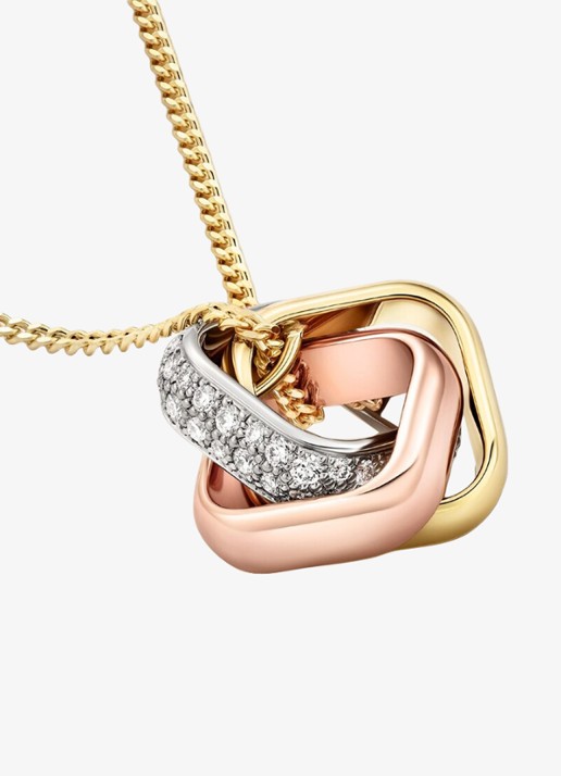 Cartier Trinity ketting van 18 karaat rosé-, geel-, en witgoud met 54 diamanten CRN7424482 - detail 4 multicolor