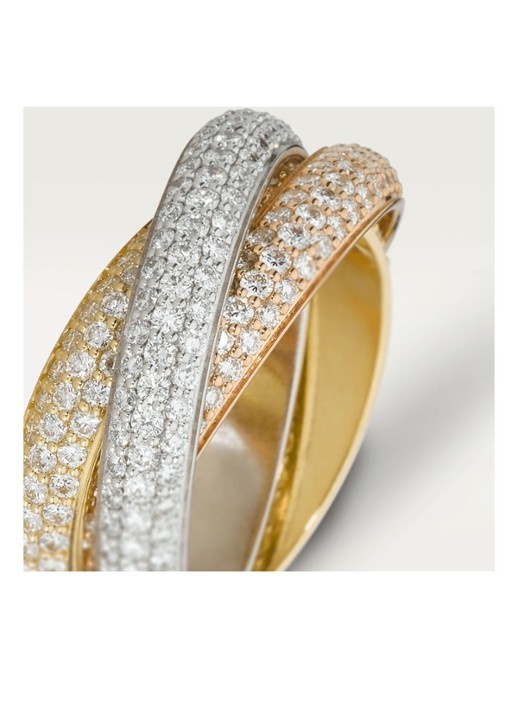 Cartier Trinity medium ring van 18 karaat wit-, rosé en geelgoud met diamanten CRN4210700 - detail 5 multicolor