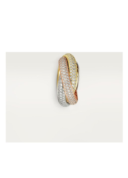 Cartier Trinity medium ring van 18 karaat wit-, rosé en geelgoud met diamanten CRN4210700 - detail 7 multicolor