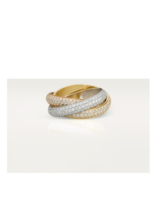 Cartier Trinity medium ring van 18 karaat wit-, rosé en geelgoud met diamanten CRN4210700 - voorkant 3 multicolor