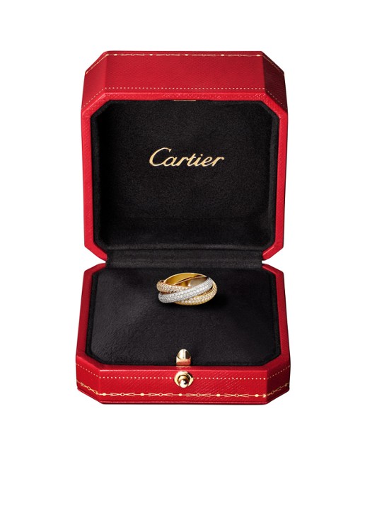 Cartier Trinity medium ring van 18 karaat wit-, rosé en geelgoud met diamanten CRN4210700 - detail 8 multicolor