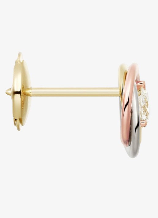Cartier Trinity oorknopjes van 18 karaat rosé-, wit- en geelgoud met 1 diamant CRB8301459 - detail 4 multicolor