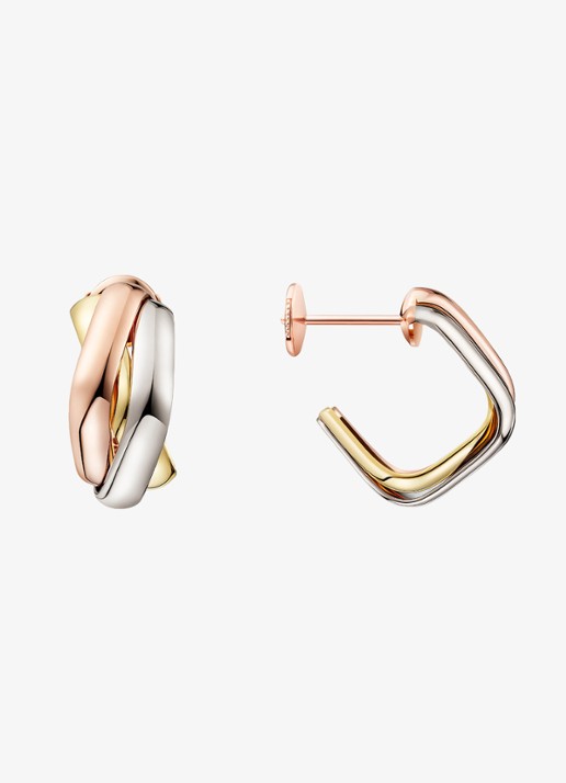 Cartier Trinity oorringen van 18 karaat rosé-, wit-, en geelgoud CRB8301507 - achterkant 5 goud