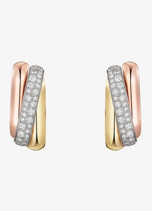 Cartier Trinity oorringen van 18 karaat rosé-, wit-, en geelgoud met 0.49 ct diamant CRB8301535