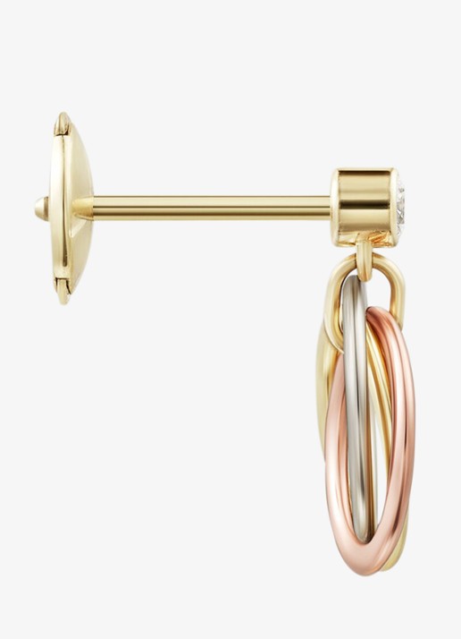 Cartier Trinity oorstekers van 18 karaat rosé-, wit-, en geelgoud met 1 diamant CRB8301462 - detail 4 multicolor