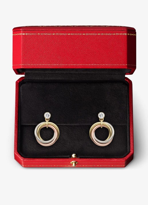 Cartier Trinity oorstekers van 18 karaat rosé-, wit-, en geelgoud met 1 diamant CRB8301462 - detail 6 multicolor