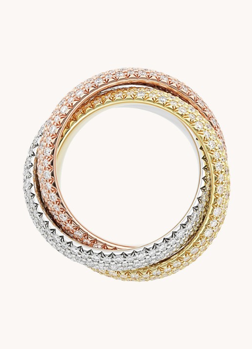 Cartier Trinity ring large van 18 karaat wit-, geel- en roségoud met diamant CRN4778300 - voorkant 2 multicolor