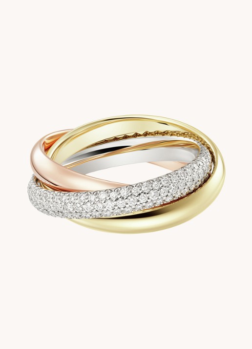 Cartier Trinity ring medium van 18 karaat rosé-, wit-, en geelgoud met diamant CRB4236000