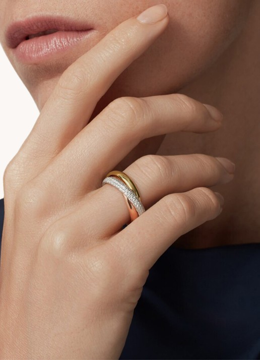 Cartier Trinity ring medium van 18 karaat rosé-, wit-, en geelgoud met diamant CRB4236000 - voorkant 7 multicolor