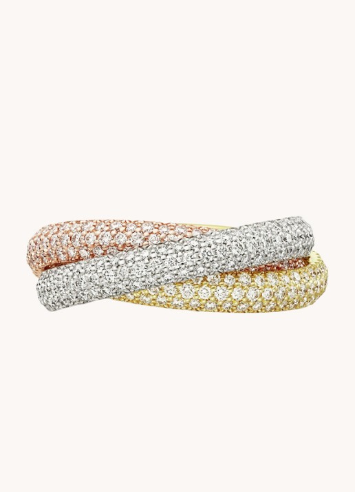 Cartier Trinity ring medium van 18 karaat rosé-, wit-, en geelgoud met diamant CRN4778200  - voorkant multicolor