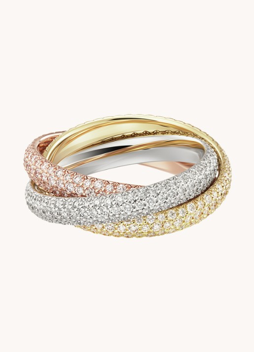 Cartier Trinity ring medium van 18 karaat rosé-, wit-, en geelgoud met diamant CRN4778200  - voorkant 2 multicolor