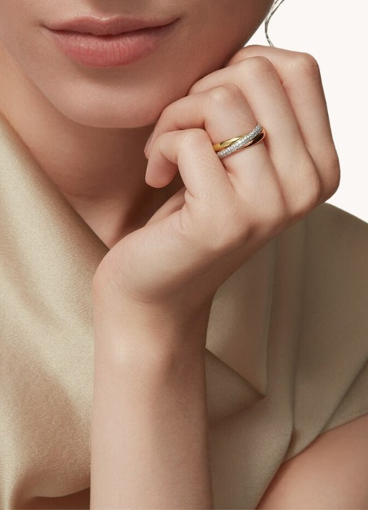 Cartier Trinity ring small van 18 karaat rosé-, wit-, en geelgoud met diamant CRB4235900  - voorkant 7 multicolor