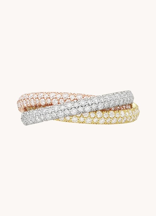 Cartier Trinity ring small van 18 karaat wit-, geel-, en roségoud met diamant CRN4778100  - detail multicolor