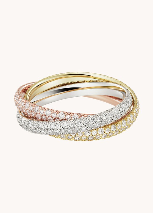 Cartier Trinity ring small van 18 karaat wit-, geel-, en roségoud met diamant CRN4778100