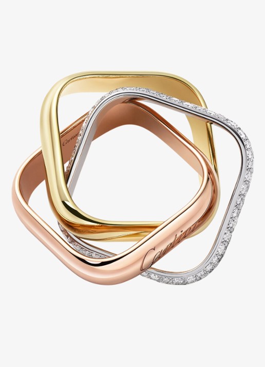 Cartier Trinity ring van 18 karaat rosé-, wit-, en geelgoud en 145 diamanten CRB42420 - detail 6 multicolor