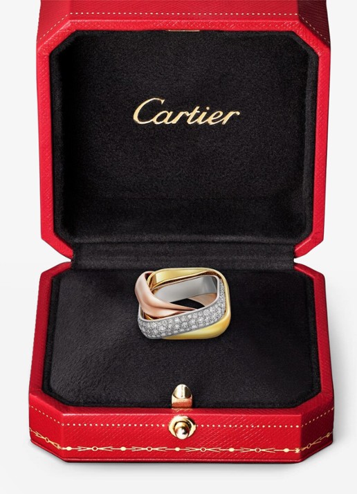 Cartier Trinity ring van 18 karaat rosé-, wit-, en geelgoud en 145 diamanten CRB42420 - detail 7 multicolor