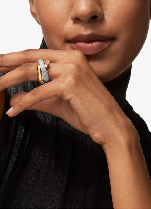 Cartier Trinity ring van 18 karaat rosé-, wit-, en geelgoud en 145 diamanten CRB42420 - voorkant 2 multicolor