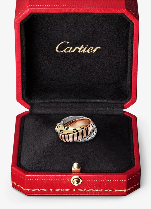 Cartier Trinity ring van 18 karaat rosé-, wit-, en geelgoud met lakwerk en 0.18 ct diamant CRB42417 - detail 3 multicolor