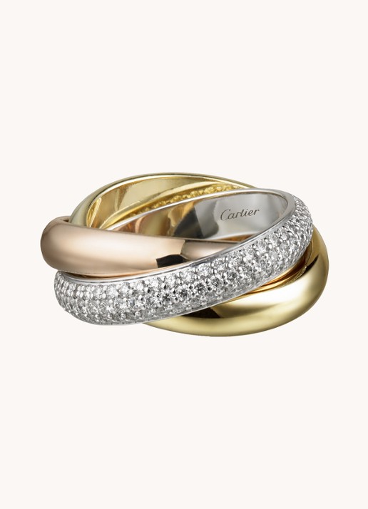 Cartier Trinity ring van 18 karaat wit-, geel- en roségoud met diamant CRB4038900 - voorkant aluminium