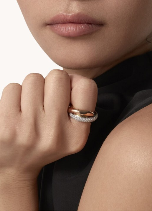Cartier Trinity ring van 18 karaat wit-, geel- en roségoud met diamant CRB4038900 - voorkant 2 aluminium