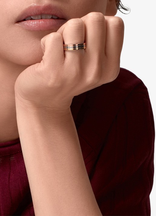 Cartier Vendome Louis Cartier trouwring, van 18 karaat rosé-, wit-, en geelgoud CRB4052100 - voorkant 2 goud