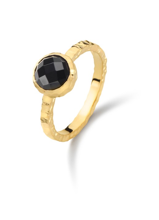 Casa Jewelry Amalfi Onyx ring verguld - voorkant 3 goud