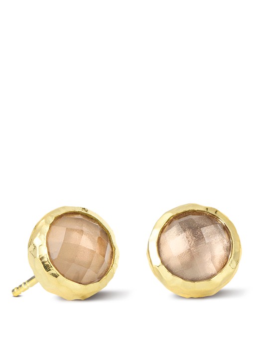 Casa Jewelry Amalfi Rookkwarts oorknopjes verguld - voorkant goud