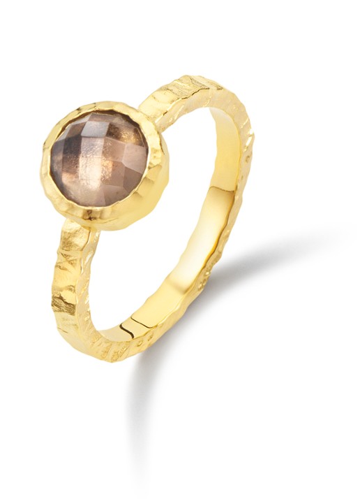 Casa Jewelry Amalfi Rookkwarts ring verguld - voorkant 3 goud