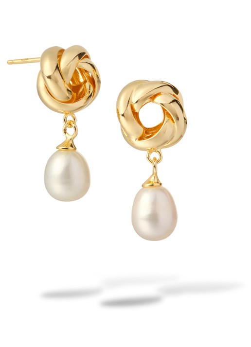 Casa Jewelry Elly oorstekers met parel  - voorkant goud