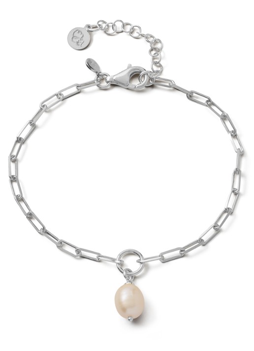 Casa Jewelry Paperclip Pearl armband van zilver