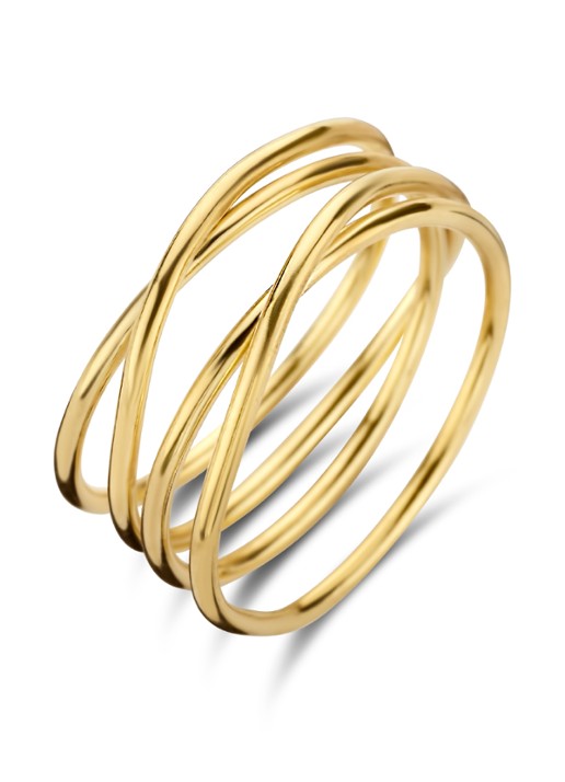 Casa Jewelry Wikkeltje ring verguld - voorkant goud