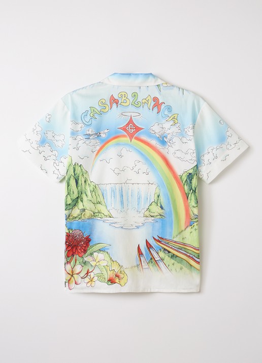 Casablanca Aloha overhemd met borstzak en print - voorkant 3 ivoor