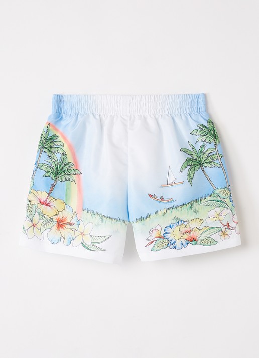 Casablanca Aloha zwemshorts met print - voorkant 3 lichtblauw
