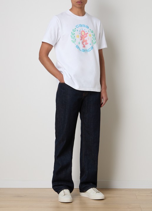 Casablanca Dance Joy T-shirt met logoprint - voorkant 3 gebroken wit