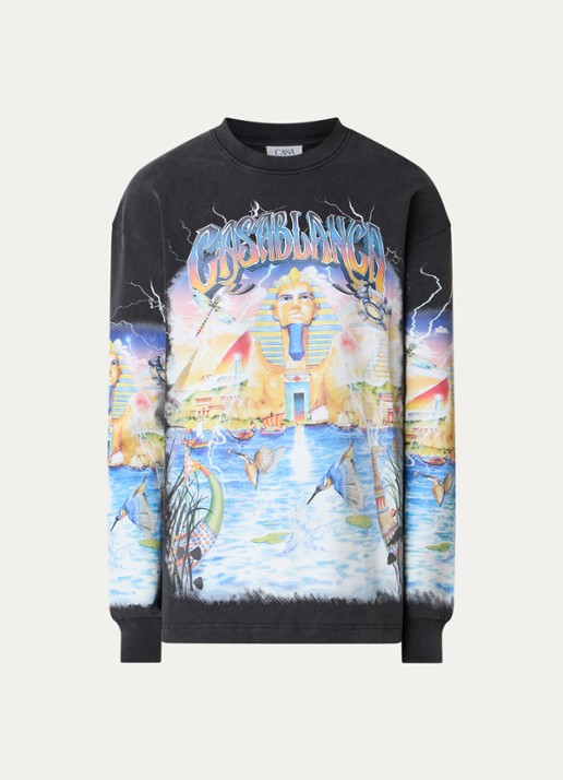 Casablanca Egypt As It Was longsleeve met logoprint - voorkant zwart