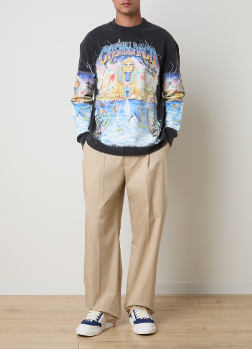 Casablanca Egypt As It Was longsleeve met logoprint - voorkant 2 zwart