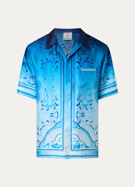 Casablanca Egyptian regular fit overhemd met print - voorkant blauw