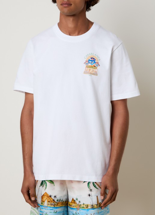 Casablanca Egyptian T-shirt met logo- en backprint - achterkant 5 wit
