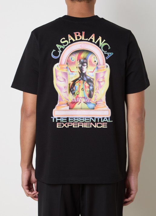 Casablanca Essential T-shirt met logo- en backprint - achterkant zwart