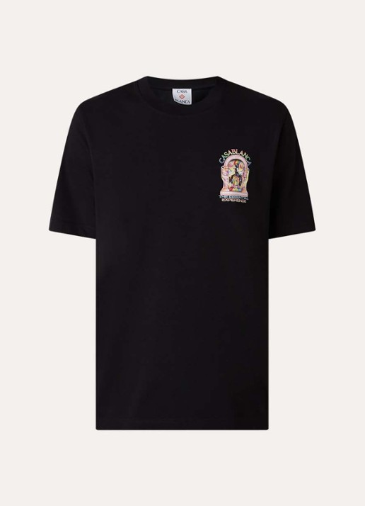 Casablanca Essential T-shirt met logo- en backprint - voorkant 4 zwart
