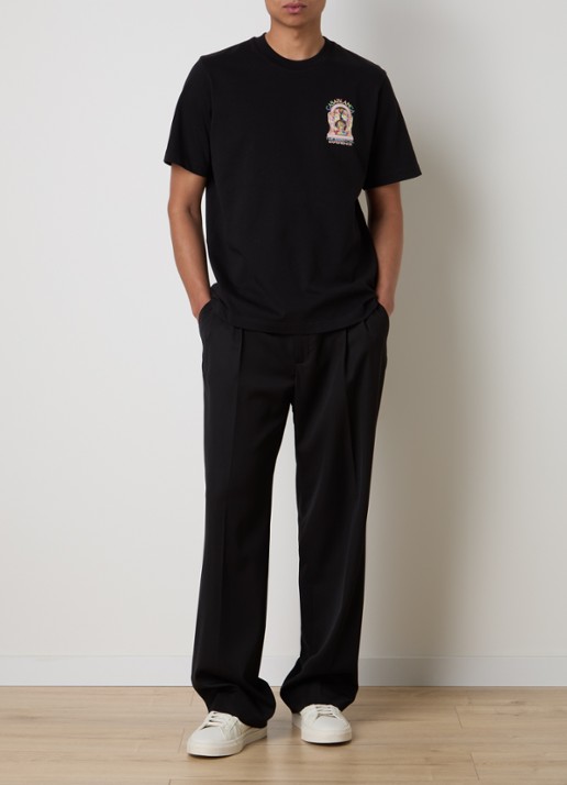 Casablanca Essential T-shirt met logo- en backprint - voorkant 5 zwart