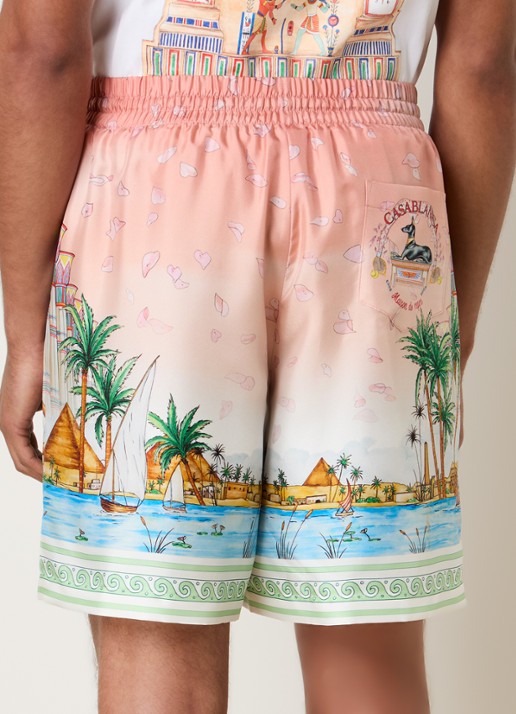 Casablanca Ethereal loose fit korte broek van zijde - achterkant multicolor
