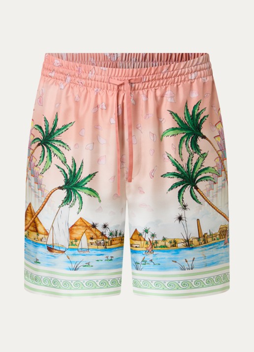 Casablanca Ethereal loose fit korte broek van zijde - voorkant 2 multicolor