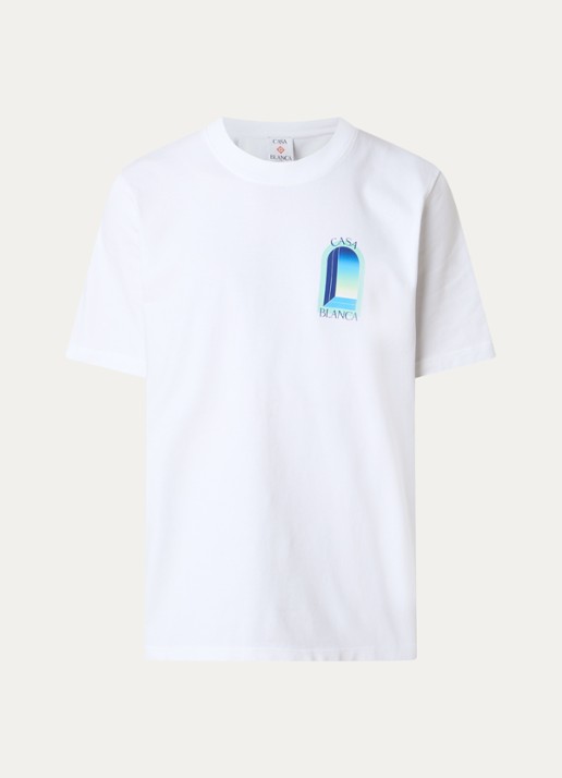 Casablanca Gradient T-shirt met logo- en backprint - voorkant 2 wit