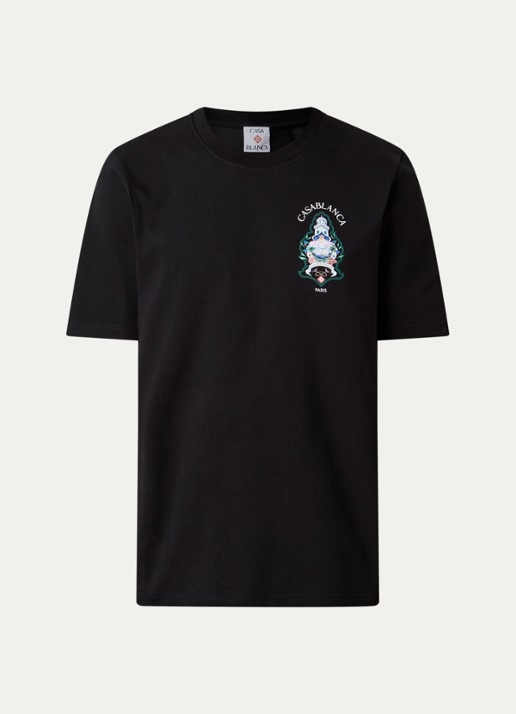 Casablanca Gradient T-shirt met logo- en backprint - voorkant zwart