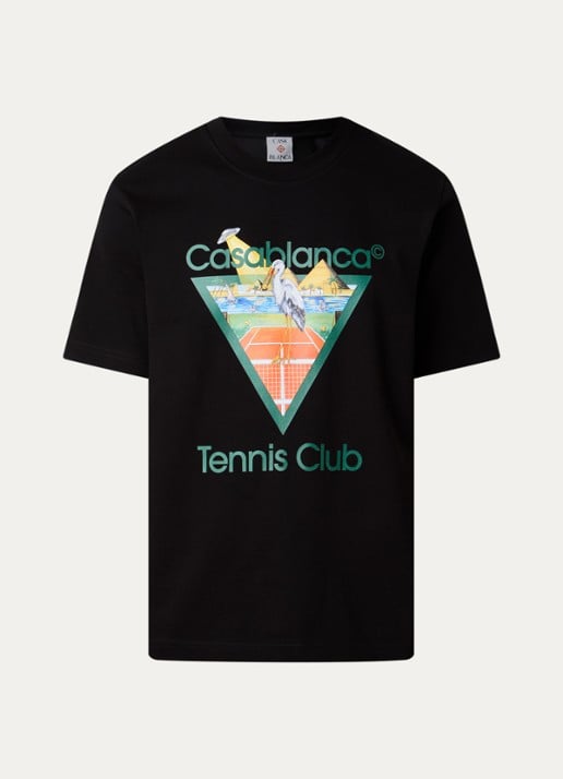 Casablanca Gradient T-shirt met logo- en backprint - voorkant zwart